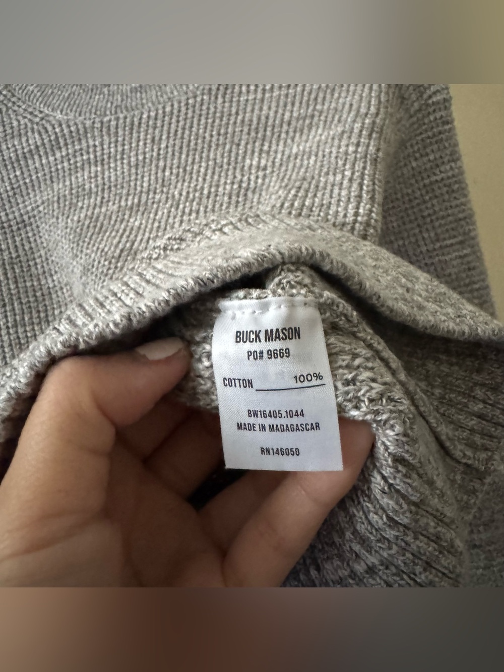 Buck Mason Seafarer Cotton Shrunken Crew in Marled Coastal Cedar 🩶 - Picture 4 of 6